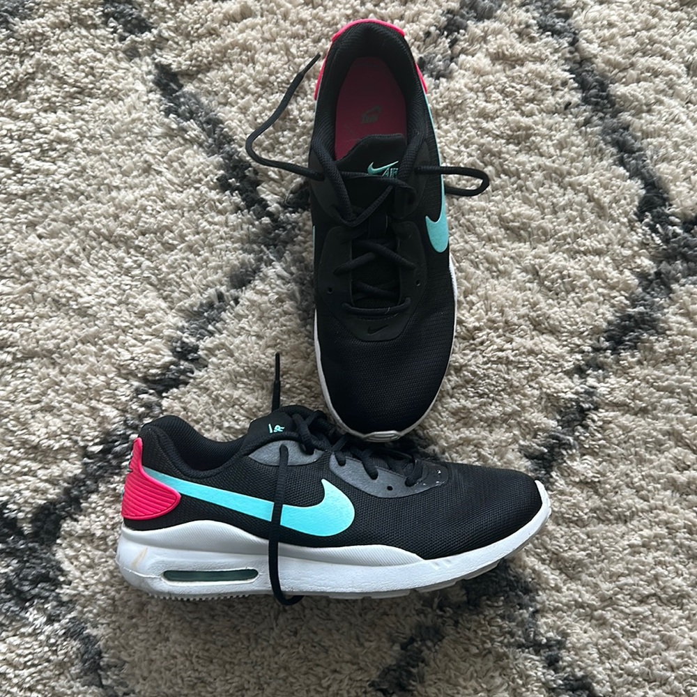 Women’s Size 10 Nike Air pink, teal and black sneakers